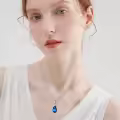 TOUPOP Sterling Silver Blue Crystal Teardrop Infinity Pendant Necklace-0-1