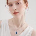 TOUPOP Sterling Silver Blue Crystal Teardrop Infinity Pendant Necklace-0-1