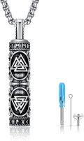 wholesale 925 Sterling Silver Viking Norse Urn Cremation Pendant with Valknut and Tree of Life Odin Amulet Ash Keepsake Jewelry for Men & Women -0-0