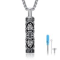 wholesale 925 Sterling Silver Oxidized Viking Valknut Rune Urn Pendant Necklace Cremation Memorial Keeper-Viking Norse Urn Cremation Necklace
