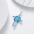 wholesale 925 Sterling Silver Turquoise and White Opal Celtic Cross Pendant Necklace for Women-0-27