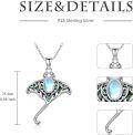 wholesale 925 Sterling Silver Metal Moonstone Manta Ray Pendant Necklace Ocean  for Women-0-3