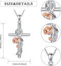 wholesale 925 Sterling Silver Flower and Leaf Design Cross Pendant Necklace with I Love You Forever Inscription - Religious s for Mothers & Daughters-0-1