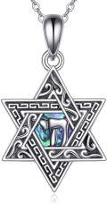 wholesale 925 Sterling Silver Abalone Shell Star of David Pendant Necklace for Men & Women-0-0