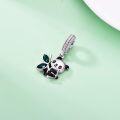 wholesale 925 Sterling Silver & Austrian Crystal Cute Smiling Panda Eating Bamboo Charm for Bracelet Necklace Gift-0-1