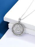 wholesale 925 Sterling Silver Moonstone & Abalone Shell Triple Moon Goddess Pendant Necklace - Protection & Blessings, Celtic Knot, 22mm-0-2