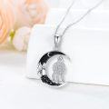 wholesale 925 Sterling Silver Crescent Moon Dreamcatcher Necklace with Black Crystal Tips and Feather Design Pendant for Women Girls Gifts-0-3