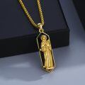 wholesale 925 Sterling Silver Gold Plated Religious Saint Black Onyx Pendant Necklace-0-1