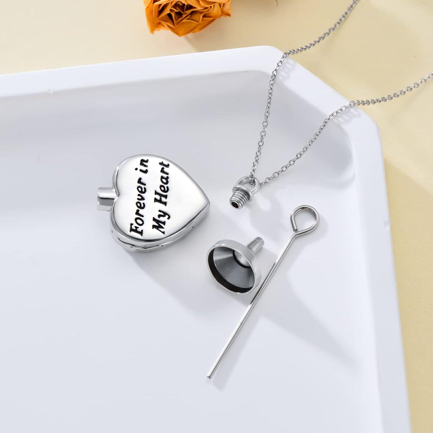  Sterling Silver Heart Hummingbird Urn Necklace for Ashes Memorial Keepsake -0-4
