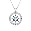 TOUPOP Sterling Silver Moonstone Compass Pendant Necklace for Women-0-0