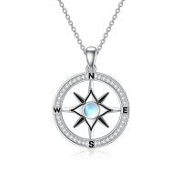 TOUPOP Sterling Silver Moonstone Compass Pendant Necklace for Women-undefined