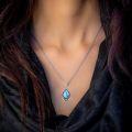 wholesale Sterling Silver Moonstone Turquoise Onyx Larimar Moss Agate Filigree Teardrop Pendant Necklace-0-11