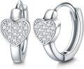 wholesale 925 Sterling Silver Heart-Shaped Cubic Zirconia Huggie Hoops for Women - Valentine's Day Gift Ideas-0-0