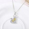 wholesale Sterling Silver Lab Grown Diamond Cat Birth Flower Necklace for Women-0-22