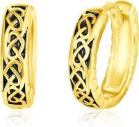 wholesale Gold 925 Sterling Silver Norse Viking Celtic Knot Hoop Earrings for Women and Men (Unisex)-Gold Heart Knot