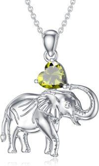 wholesale  Silver Gemstone Elephant Pendant Necklace for Women ( chars)-August