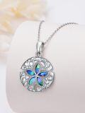 wholesale 925 Sterling Silver Blue Opal Starfish Pendant Necklace for Women Sea Life  45cm Chain Length-0-1