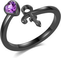 wholesale 925 Sterling Silver Black 925 Sterling Silver Plated Prince Symbol Ring Adjustable Gift-Black