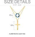 wholesale 14K Gold & Blue Crystal Layered Cross Necklace - Faith, Hope, Courage Gift for Women-0-3