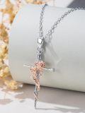 wholesale 925 Sterling Silver Rose Flower Cross Pendant Necklace for Women Girls s-0-1