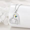 wholesale 925 Sterling Silver Autism Awareness Necklace with Heart Pendant and Puzzle Piece Design for Women-0-3