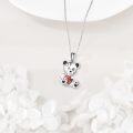 wholesale 925 Sterling Silver Teddy Bear Heart Pendant Necklace for Women Girls Gifts-0-2