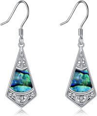wholesale 925 Sterling Silver Abalone Shell Tree of Life Dangle Earrings for Women-Geometry Filigree Earrings