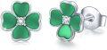 wholesale 925 Sterling Silver Green Clover Stud Earrings Minimalist Hypoallergenic Jewelry for Women Ladies-0-0