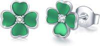 wholesale 925 Sterling Silver Green Clover Stud Earrings Minimalist Hypoallergenic Jewelry for Women Ladies-A1-
