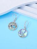 wholesale 925 Sterling Silver Celtic Tree of Life Leverback Earrings with Abalone Shell Inlay-0-3