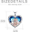 wholesale 925 Sterling Silver Heart-Shaped Blue Crystal Pendant Necklace with Angels and Always My Sister Forever my Friend Inscription - Gifts for Sisters/Mom/Daughter-0-5
