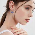 wholesale 925 Sterling Silver Blue Enamel Dragonfly Drop Earrings for Women Girls  4cm Long-0-4