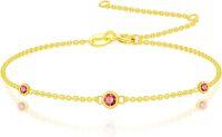 wholesale 14K Gold 12 Birthstone Adjustable Bracelet for Women Wife Mom GF 6 5 7 5 -07-Ruby