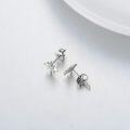 wholesale 14K White Gold Round Cut Cubic Zirconia Sunburst Stud Earrings for Women-0-3