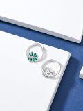 wholesale Silver Clover Flower Studs: 925 Sterling Silver Green Enamel Floral Earings for Girls and Women - Minimalist Fashion Accessories Gift Set-0-4