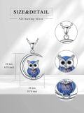 wholesale 925 Sterling Silver Owl Pendant Moonstone Necklace Blue Gemstones Jewelry for Women Girls Gift 43cm Chain Length-0-5