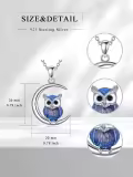 wholesale 925 Sterling Silver Owl Pendant Moonstone Necklace Wholesale Blue Gemstones Jewelry for Women Girls Gift 43cm Chain Length-0-5