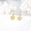 wholesale 14K Gold Filigree Heart Shape Dangle Drop Leverback Earrings for Women-0-4