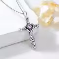 TOUPOP Sterling Silver Birthstone Cross Urn Necklace for Ashes with Filler-0-2