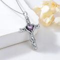 TOUPOP Sterling Silver Birthstone Cross Urn Necklace for Ashes with Filler-0-2