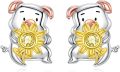wholesale 925 Sterling Silver Pig Sunflower Stud Earrings - Adorable Animal  for Women Girls-0-0