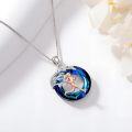 wholesale 925 Sterling Silver Blue Crystal Running Man Sports Music Necklace with Tree of Life Pendant for Women-0-2