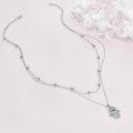 wholesale 925 Sterling Silver Hamsa Hand Pendant Double Chain Necklace s for Women-0-3