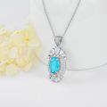 wholesale 925 Sterling Silver Turquoise and Cubic Zirconia Pendant Necklace for Women-0-1