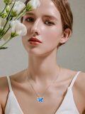 wholesale TOUPOP S925 Sterling Silver Butterfly Pendant Necklace For Women Birthstone Necklace Jewelry Gifts For Mother's Day Birthday Christmas -0-4