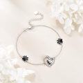 wholesale 925 Sterling Silver Dog Paw Print & Heart Charm Bracelet Gift for Women-0-2