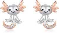 wholesale 925 Sterling Silver Moonstone Axolotl Stud Earrings with Rose Gold Wings and Tail-Axolotl