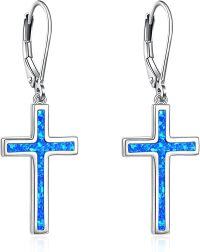 wholesale Sterling Silver Cross Leverback Dangle Drop Earrings for Women Men-Dangle