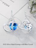 wholesale 925 Sterling Silver Blue Crystal Heart Drop Leverback Earrings Gift for Her-0-3