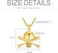 wholesale Gold 925 Sterling Silver Baseball Helmet Bat Pendant Necklace s for Men Boys-0-4